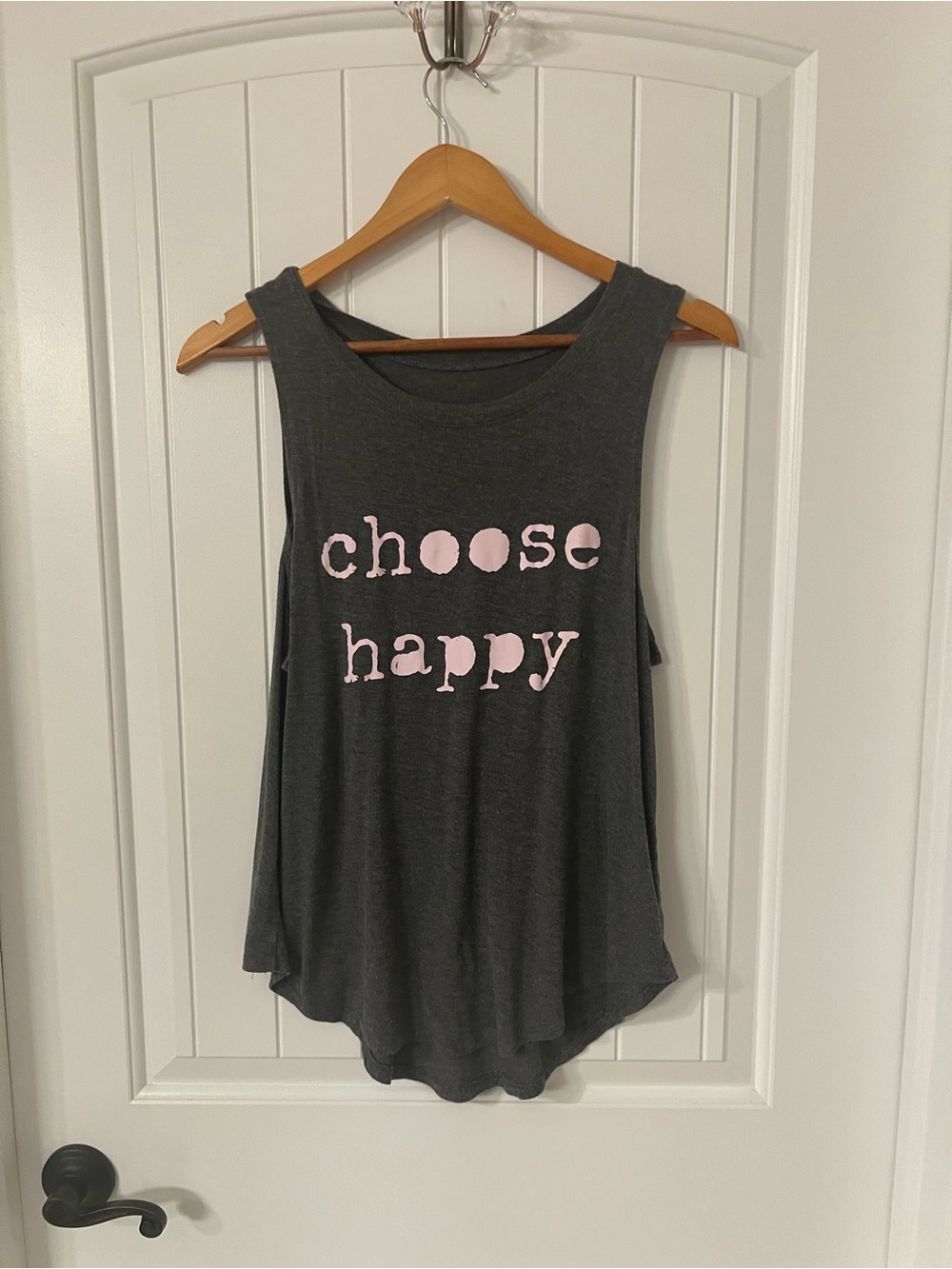 Women's Charcoal Tank Top with Pink 'Choose Happy' Graphic